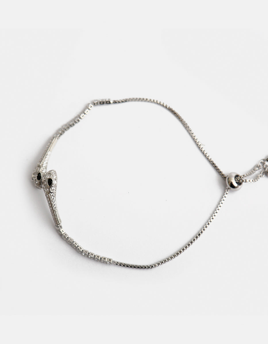 Pulsera ajustable con serpientes, topacios blancos y esmeralda de Bombay Festive Style