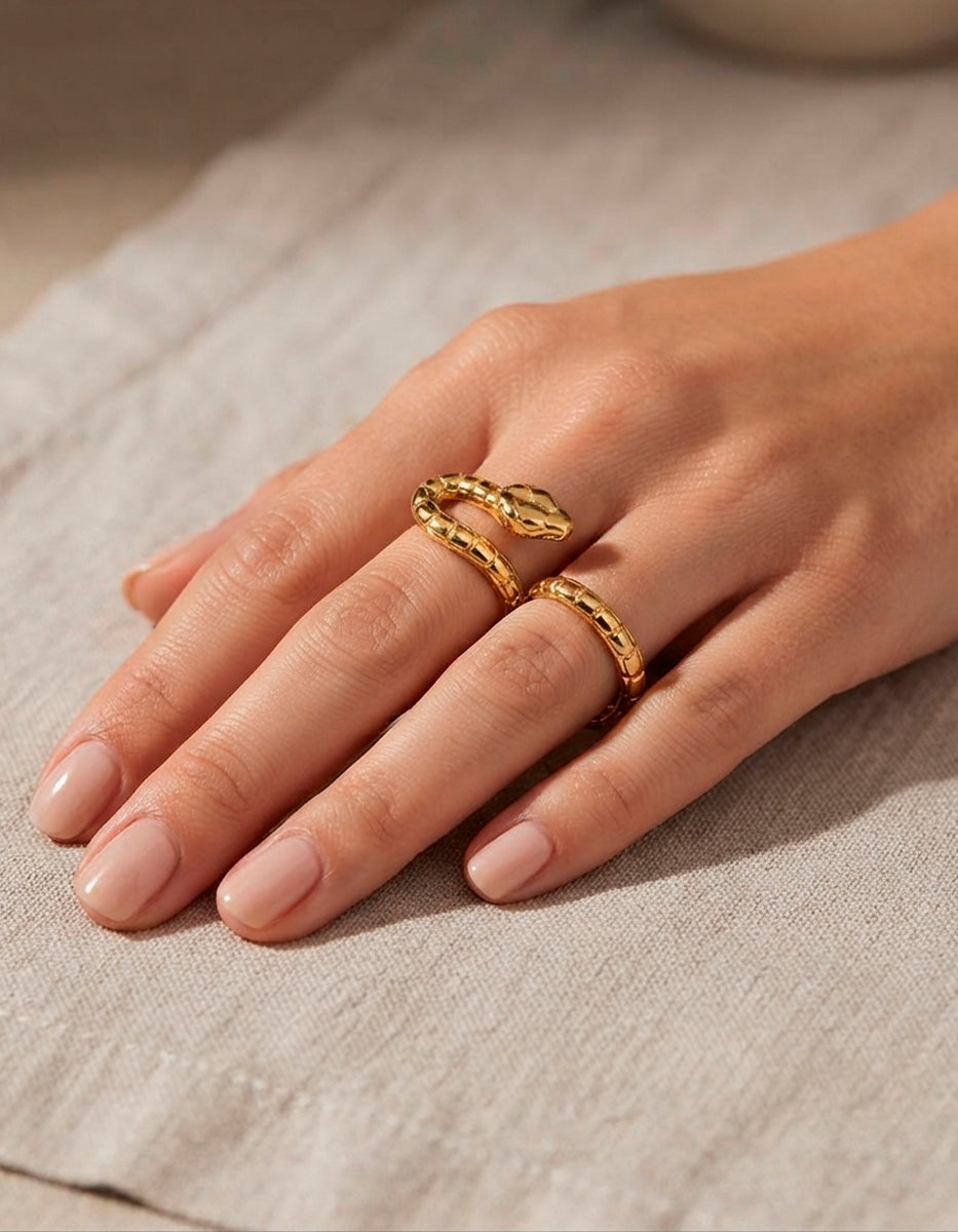 Anillo en forma de serpiente martelinada Poison