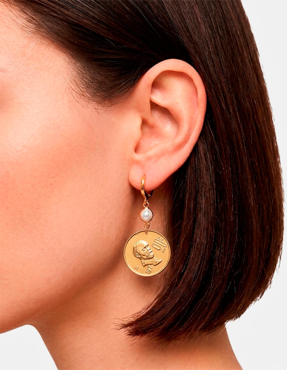 Pendientes asimétricos monedas auténticas Memorias