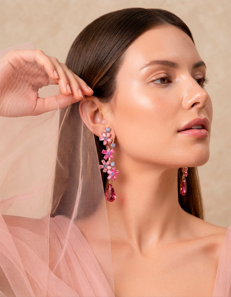 Pendientes en forma de flor Luxury Color