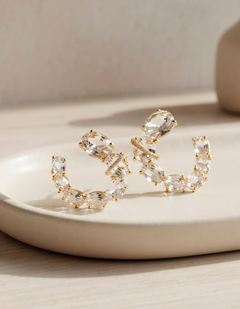 Pendientes con topacios blancos Luxury Color