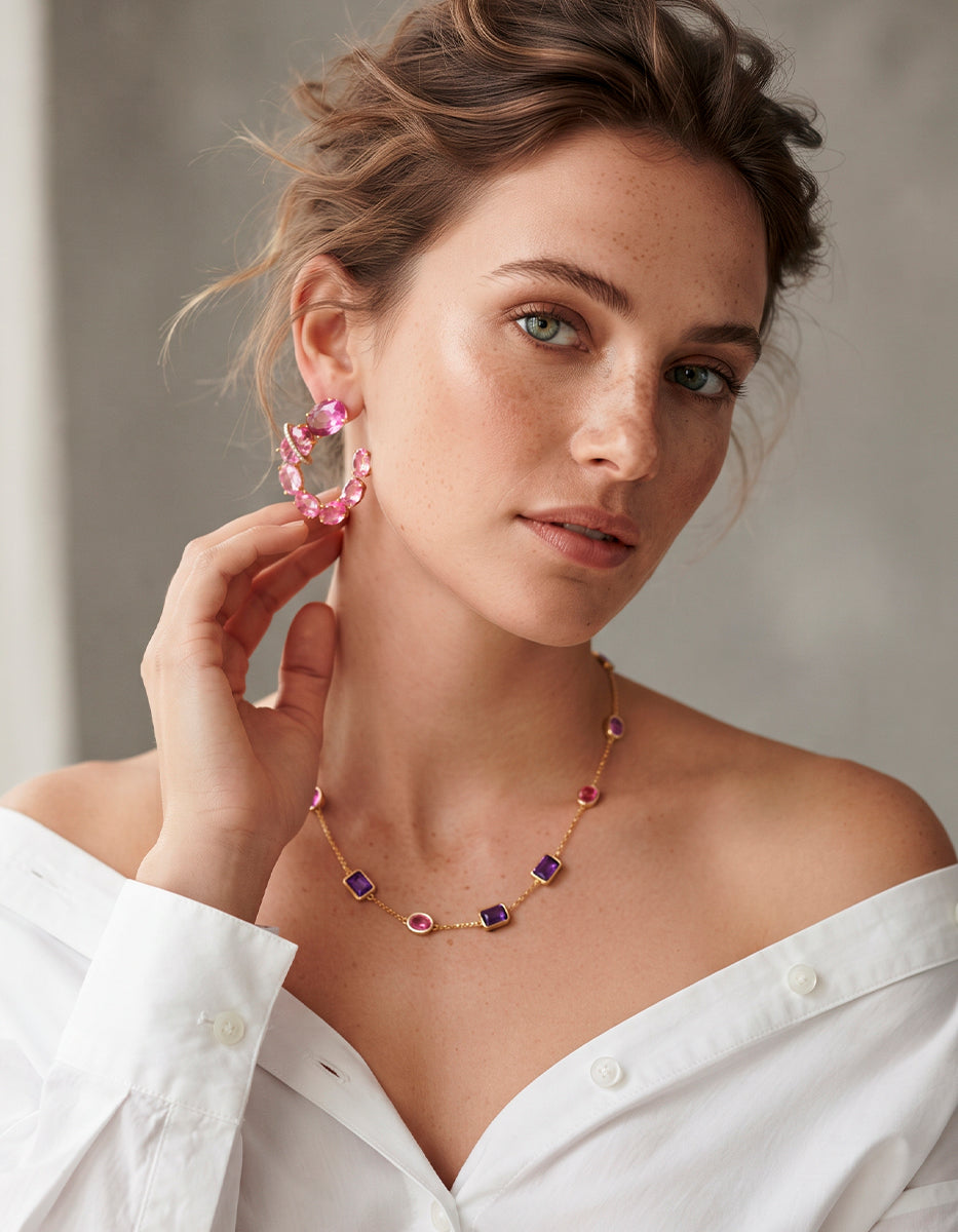 Pendientes rosa de francia Luxury Color