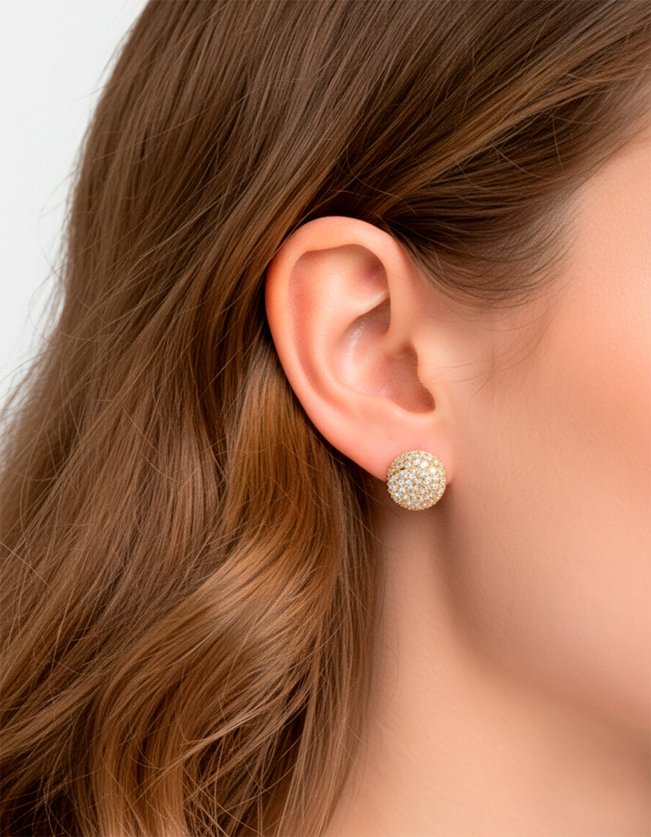 Pendientes en forma circular con topacios blancos Festive Style