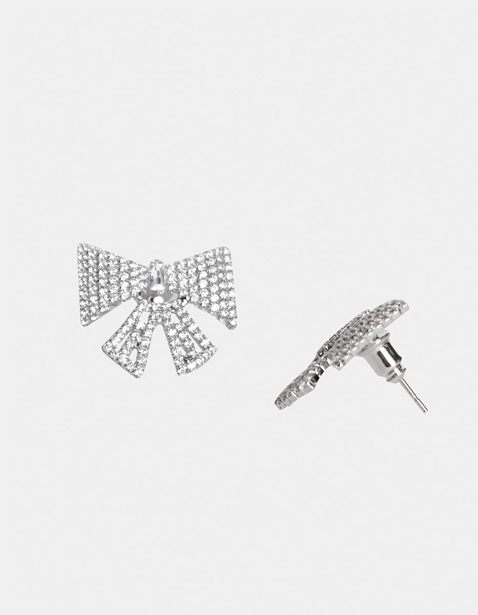 Pendientes en forma de moño con topacios blancos Festive Style