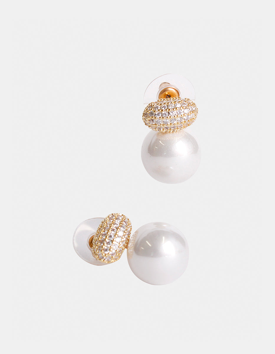 Pendientes perla Mabe y topacios blancos Festive Style