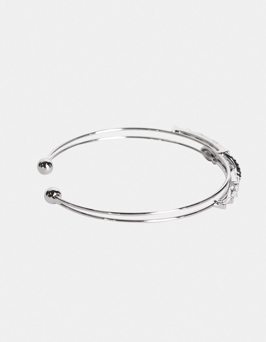 Brazalete con serpiente doble hilo, ágata y topacios blancos Festive Style