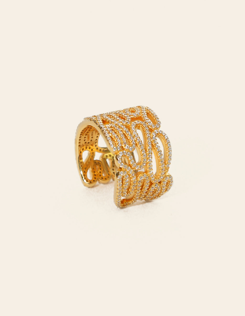 Anillo abierto ajustable & 450 topacios blancos montados corte diamante Infinito Elite