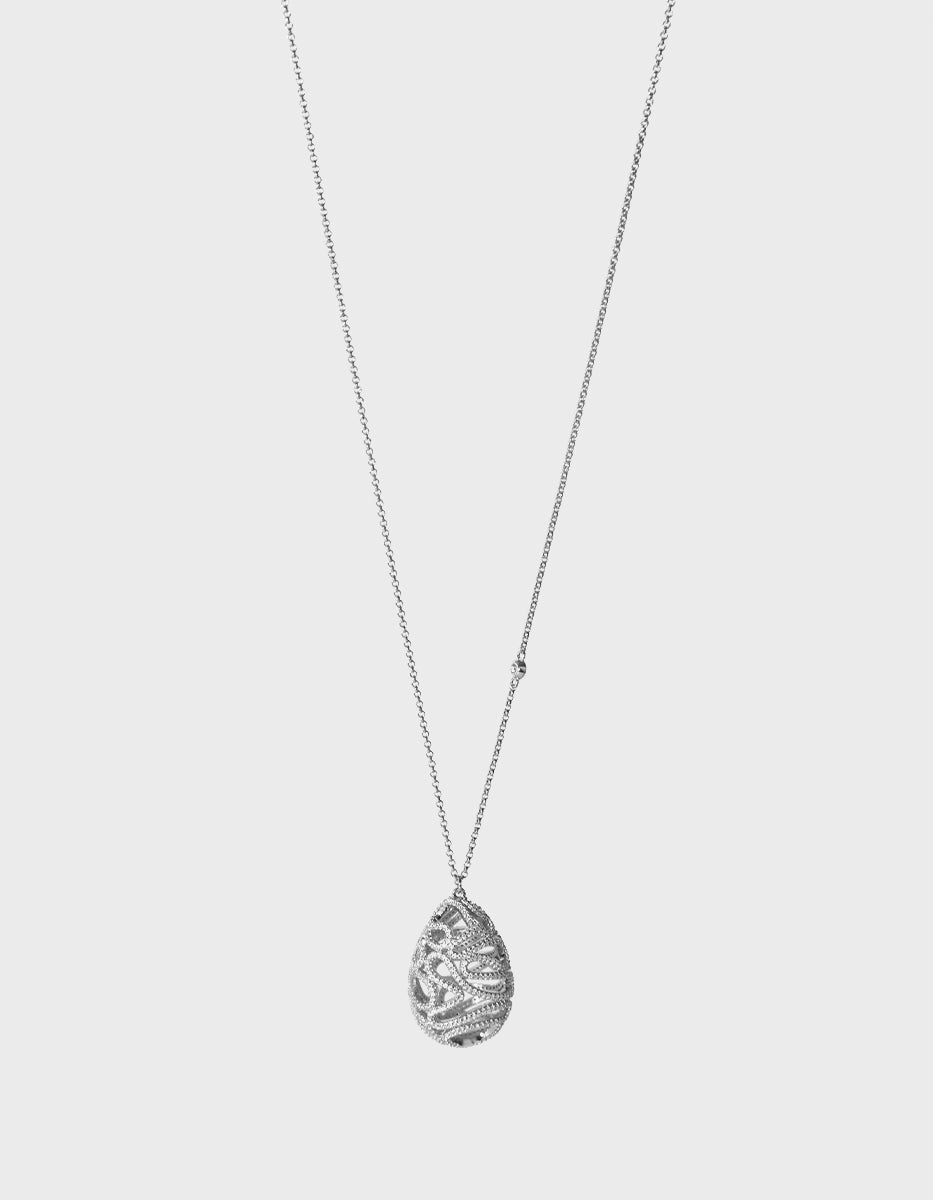 Cadena con dije de gota grande & 500 topacios blancos montados corte diamante Infinito Elite