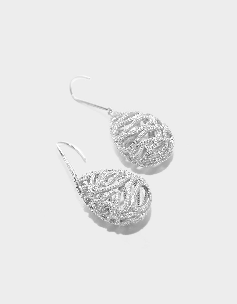 Arete gota & 400 topacios blancos montados corte diamante Infinito Elite