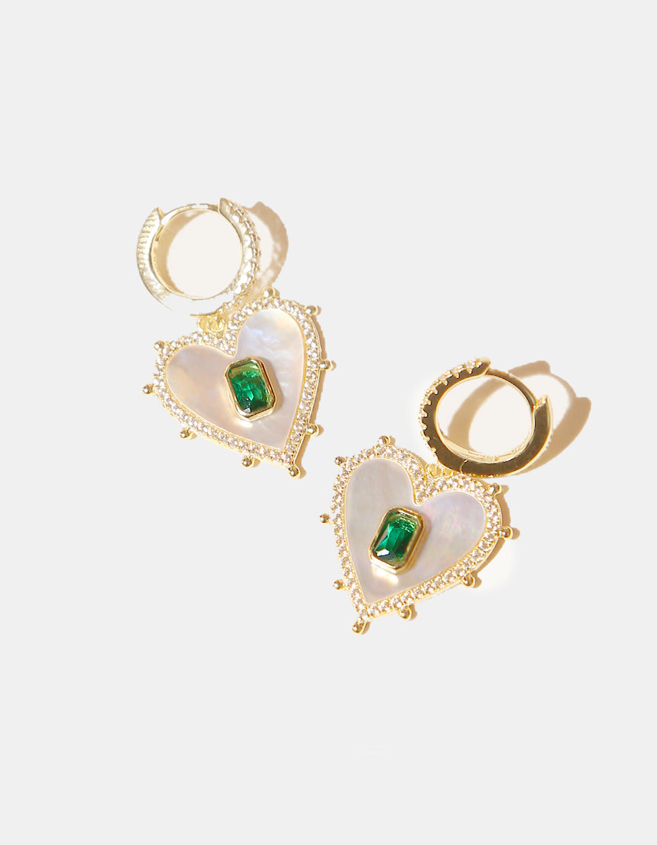 Set de Colgante y Pendientes en Plata 925 bañada en Oro Amarillo de 18K con Esmeralda de Bombay Verde Eterna