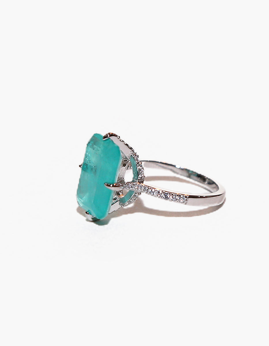 Anillo de piedras Naturales paraiba Ave del Paraíso