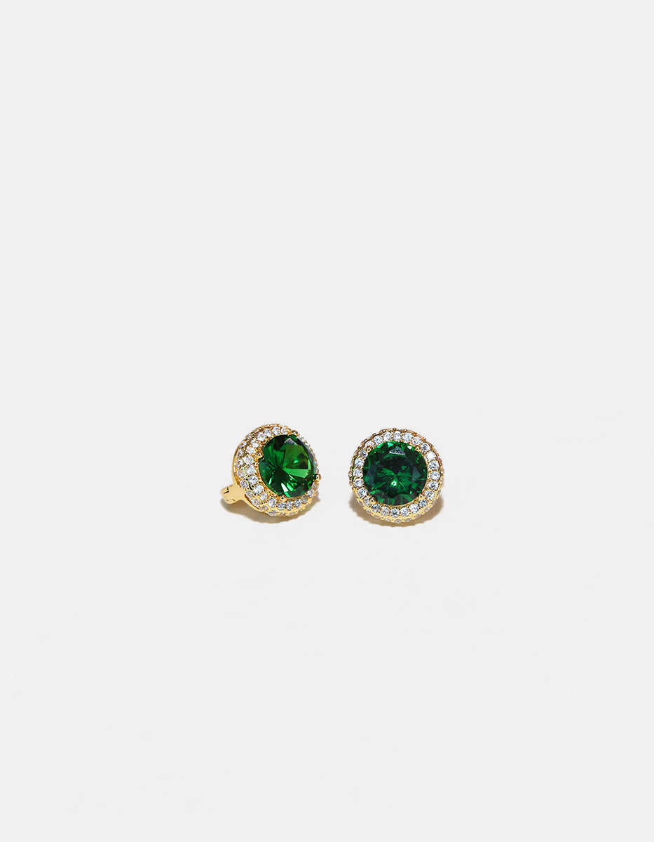 Set de Collar y Pendientes en Metales Nobles bañados en Oro de 18 Kilates con Esmeralda de Bombay Verde