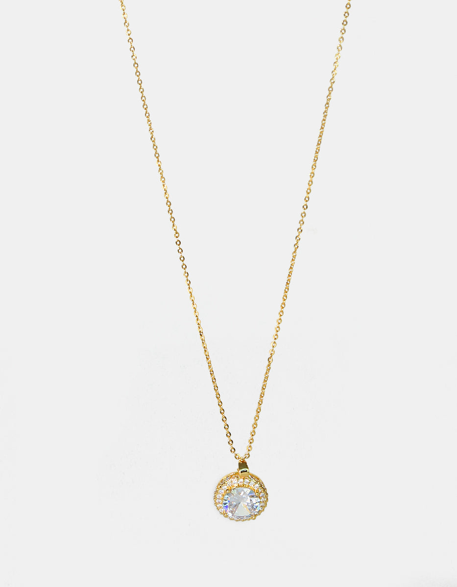 Set de Collar y Pendientes en Metales Nobles bañados en Oro de 18 Kilates con Topacios Blancos