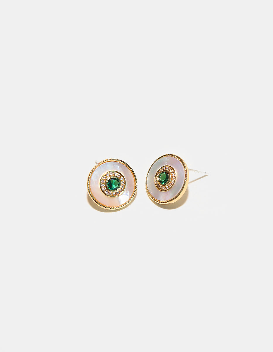 Set de Collar y Pendientes en Metales Nobles bañados en Oro de 18 Kilates con Esmeralda de Bombay Verde