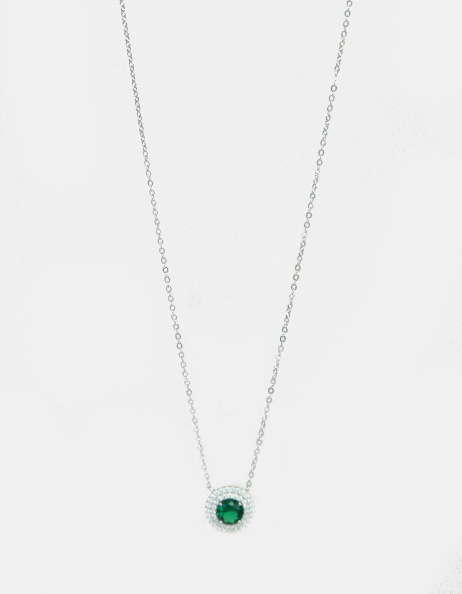 Set de Colgante y Pendientes en Plata 925 bañada en Rodio Blanco con Esmeralda de Bombay Verde Eterna Silver