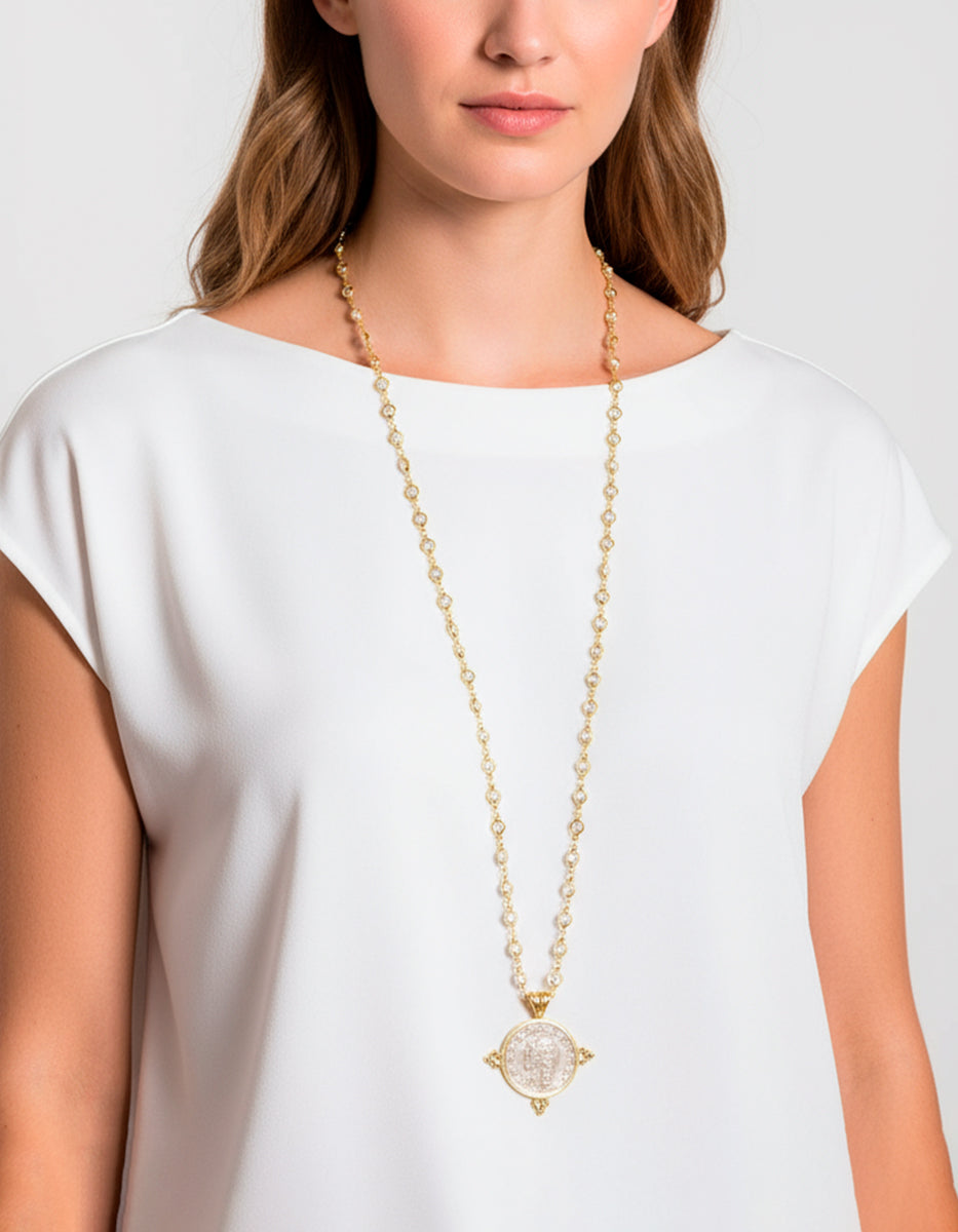 Collar moneda auténtica perla mabe Memorias