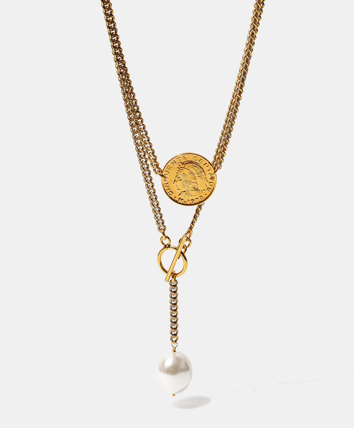 Collar moneda auténtica perla mabe Memorias