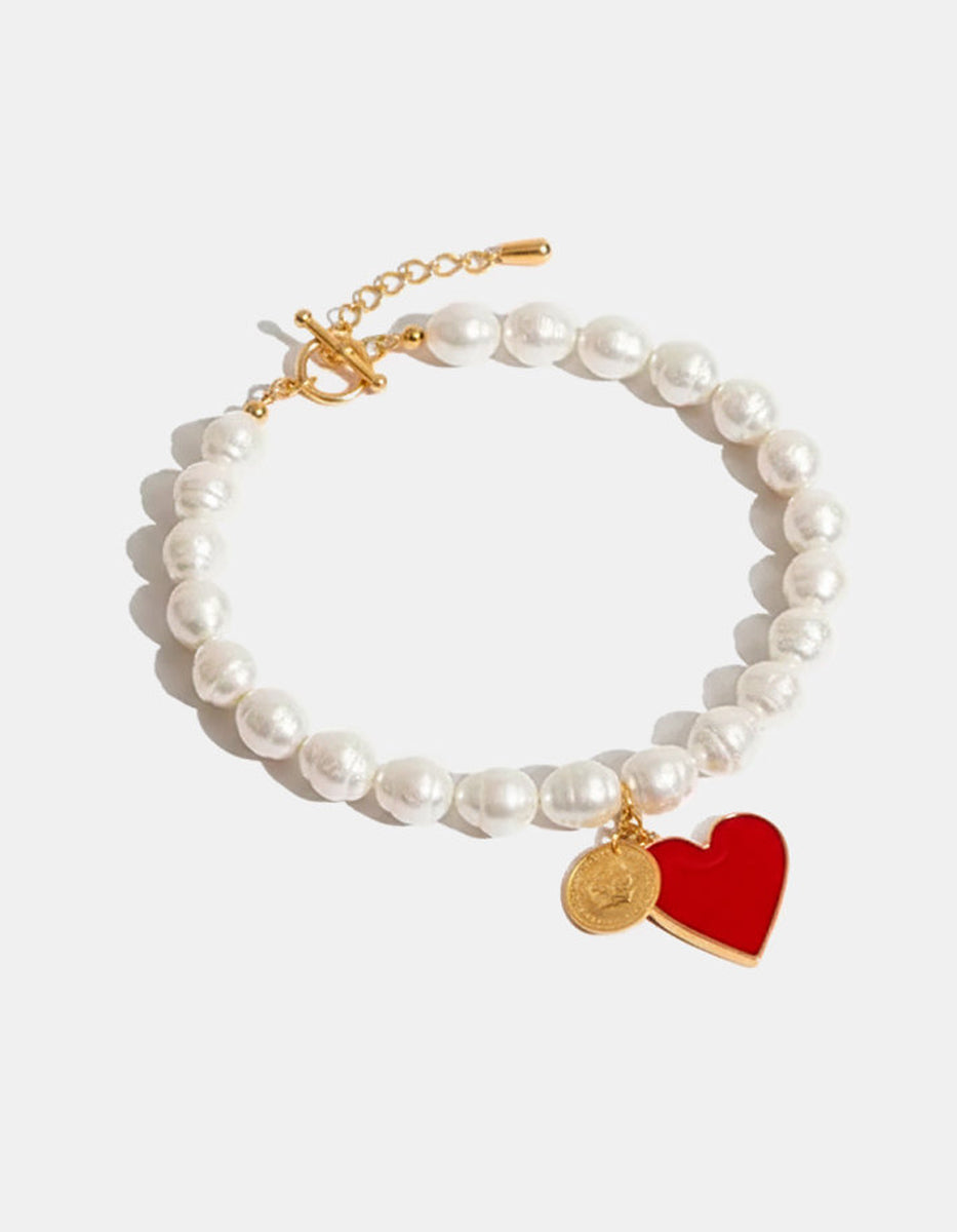 Collar moneda auténtica corazón esmalte rojo Memorias