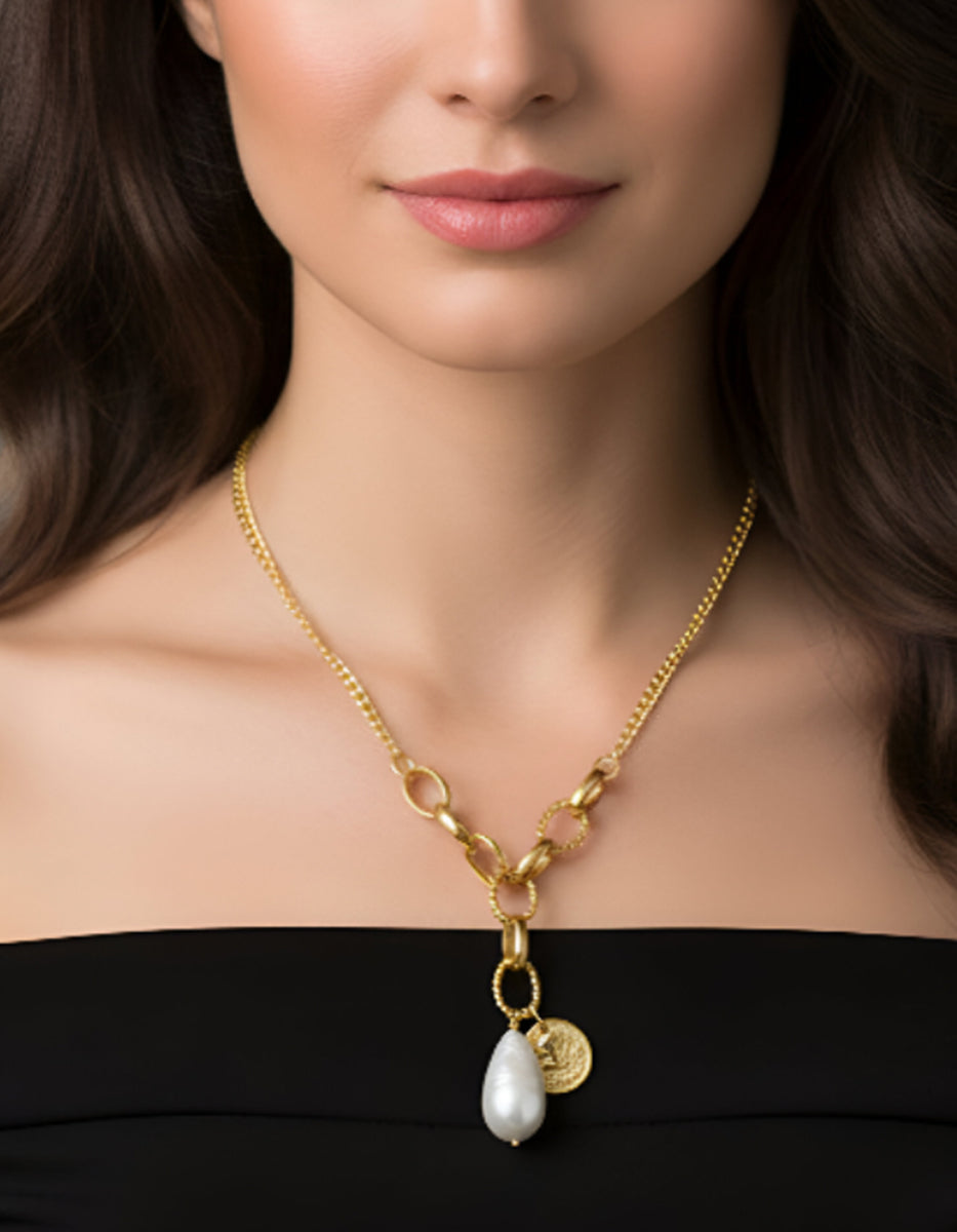 Collar moneda auténtica perla mabe Memorias