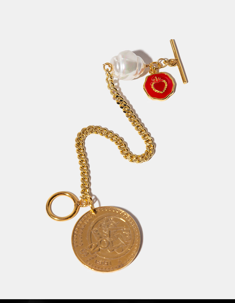 Pulsera con perla Mabe y moneda auténtica Memorias