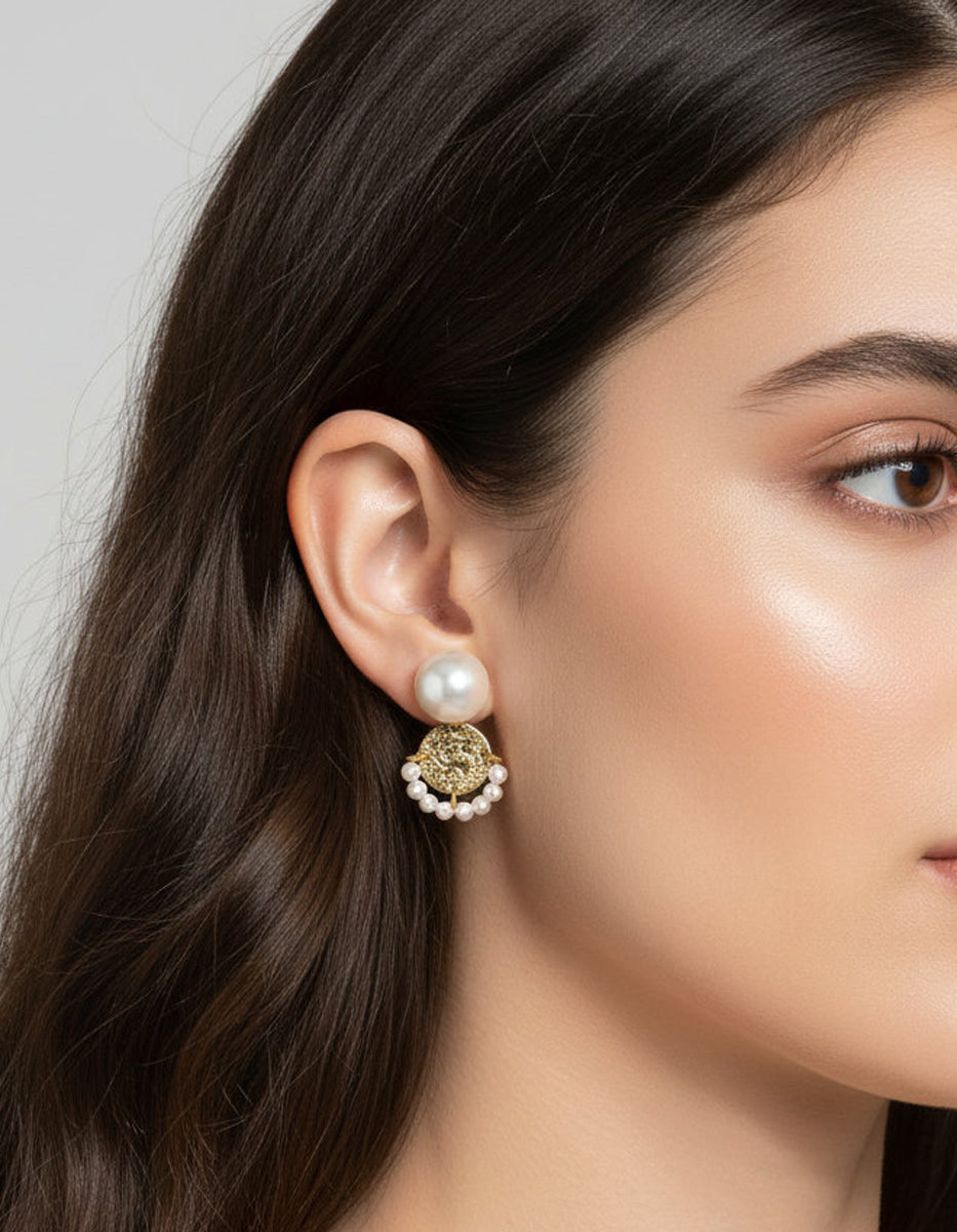 Pendientes con perlas Mabe y monedas auténticas Memorias