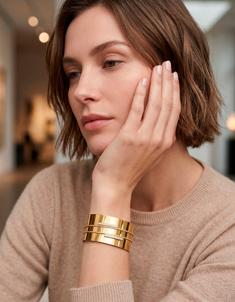 Brazalete gold-filled con topacios blancos Festive Style