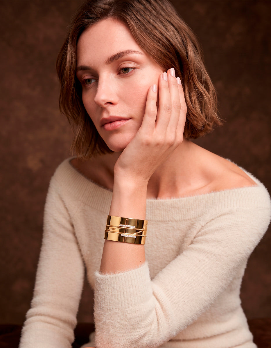 Brazalete gold-filled con topacios blancos Festive Style