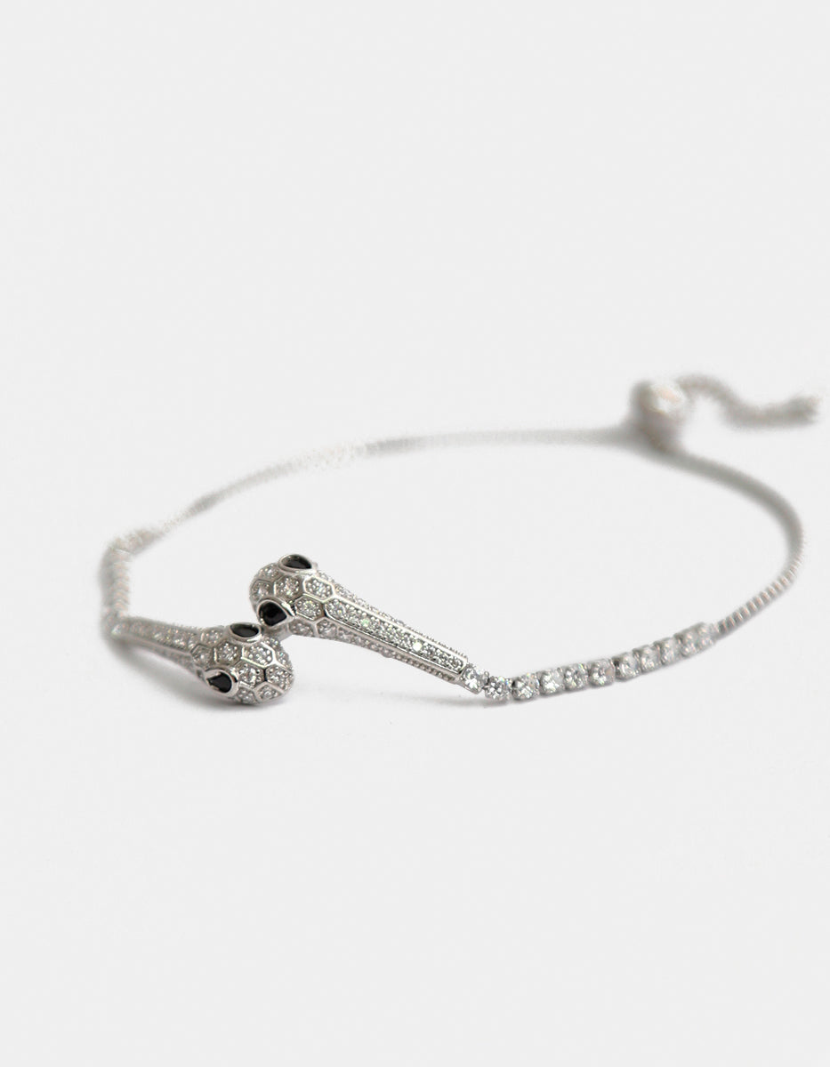 Pulsera ajustable con serpientes, topacios blancos y esmeralda de Bombay Festive Style