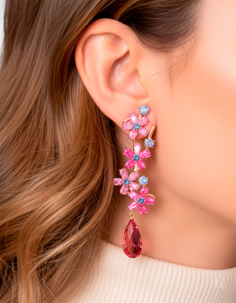 Pendientes en forma de flor Luxury Color
