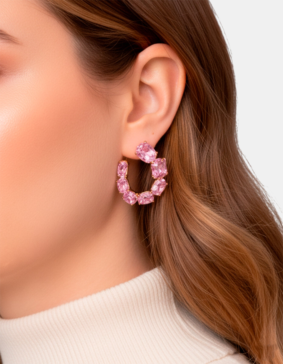 Pendientes rosa de francia Luxury Color