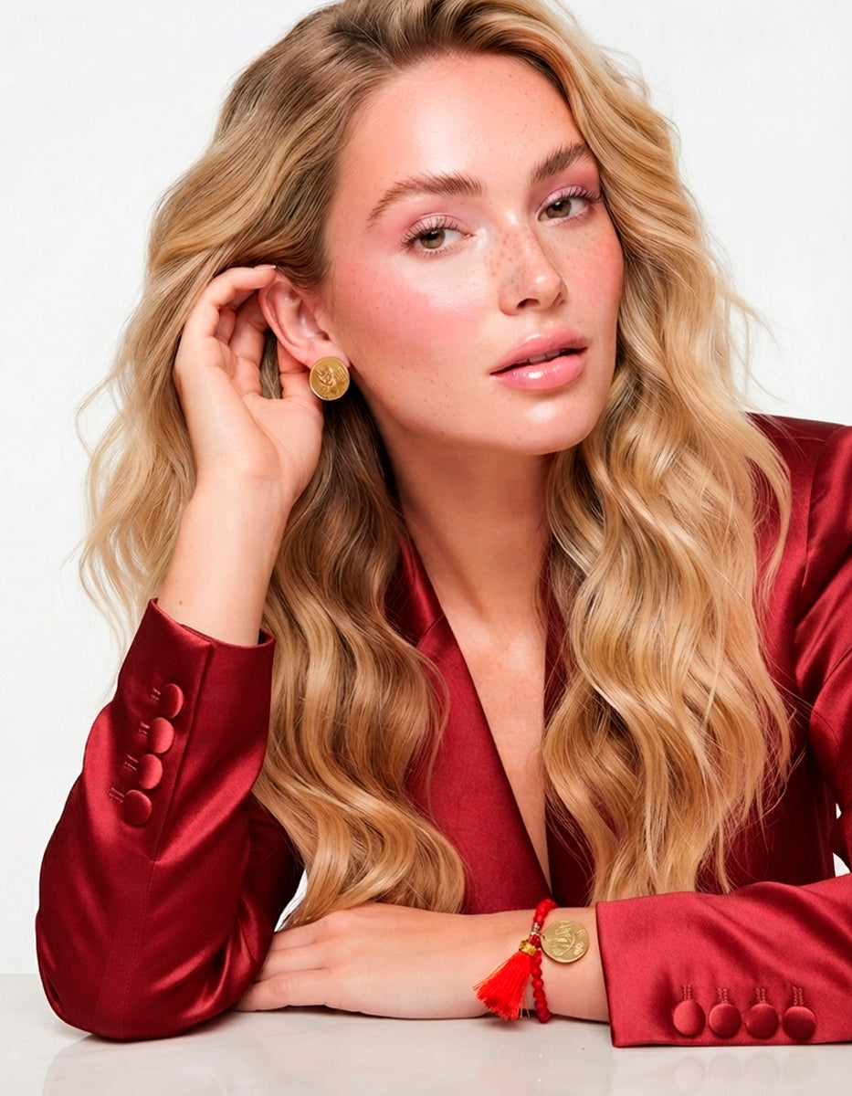 Pulsera y aretes con monedas auténticas