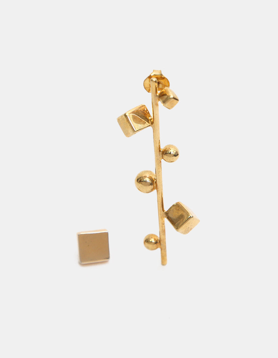Pendientes bronce con baño oro 22k cubos  Mexican Geometry