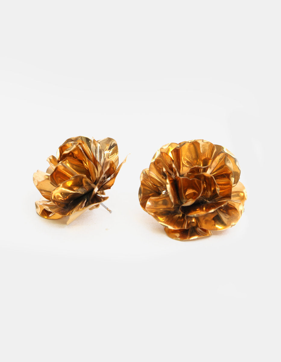 Pendientes con flores en baño de oro Edén