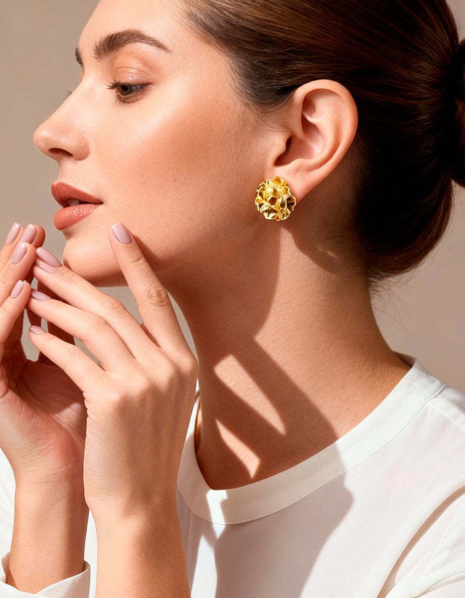 Pendientes con flores en baño de oro Edén
