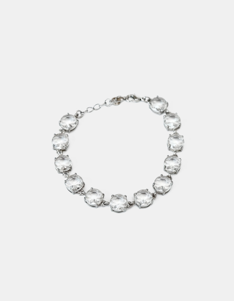 Pulsera en bronce con baño de rodio y piedras Espinolita® tono blanco Festive Style
