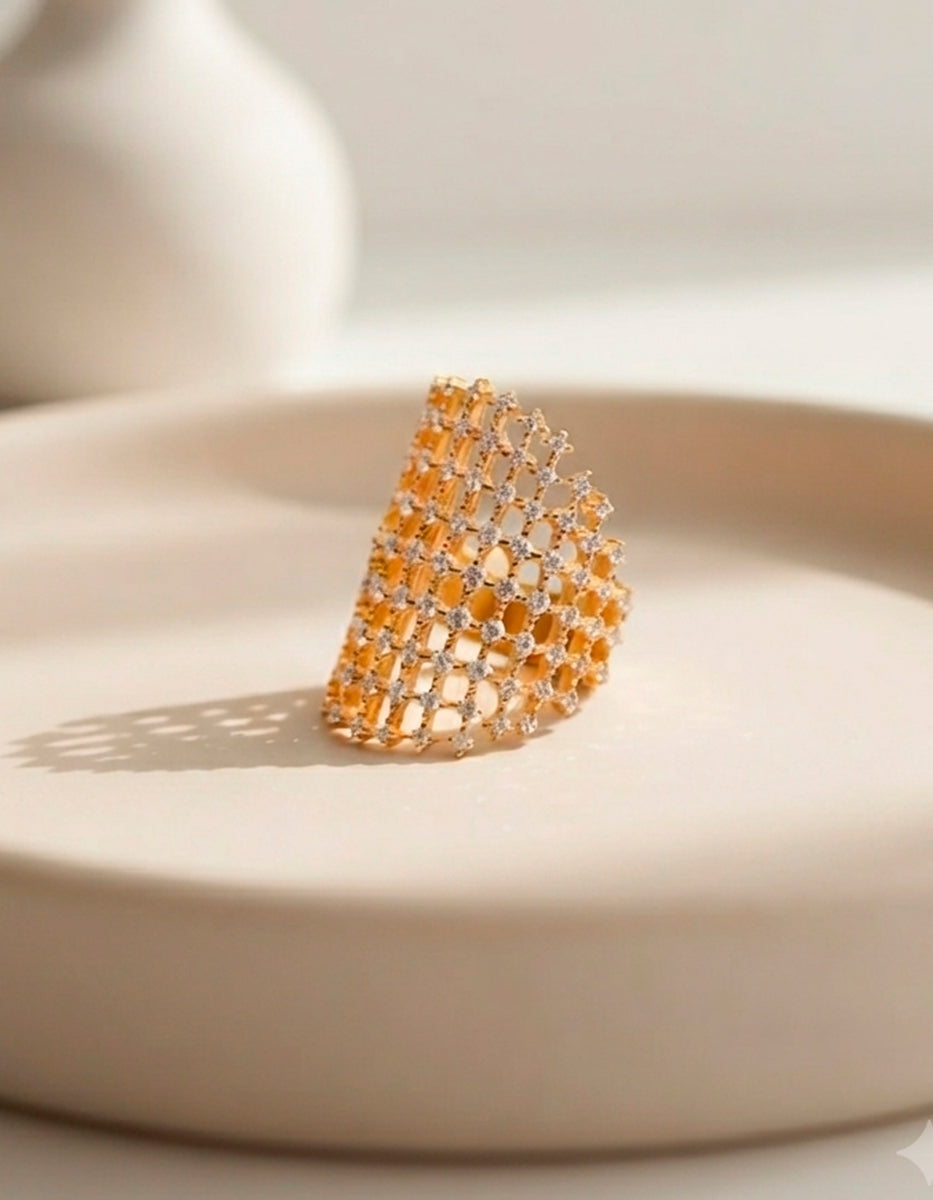 Anillo ajustable con topacios blancos Luxury Color