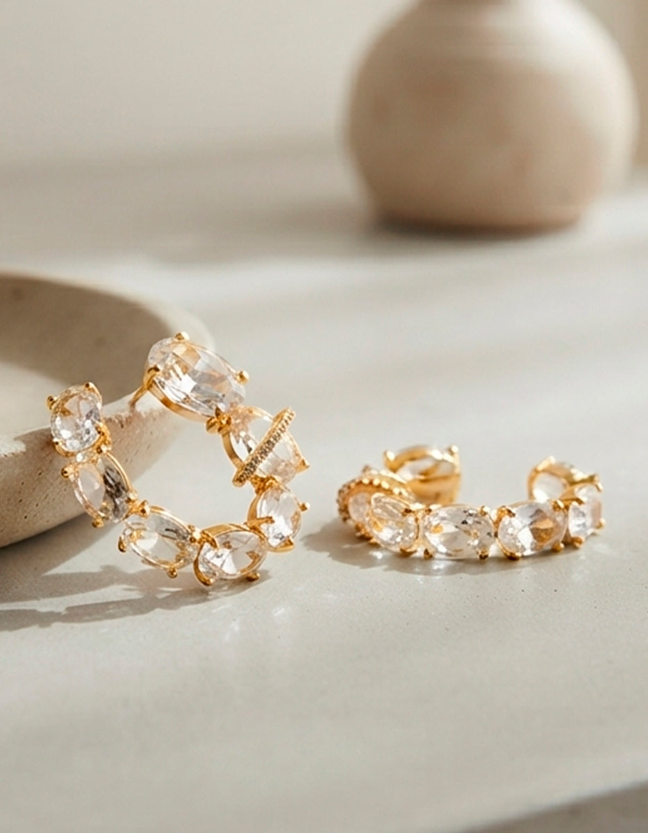 Pendientes con topacios blancos Luxury Color