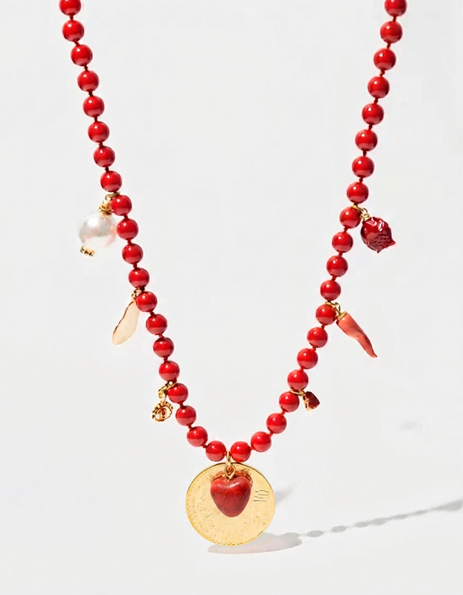 Collar rojo monedas auténticas Memorias