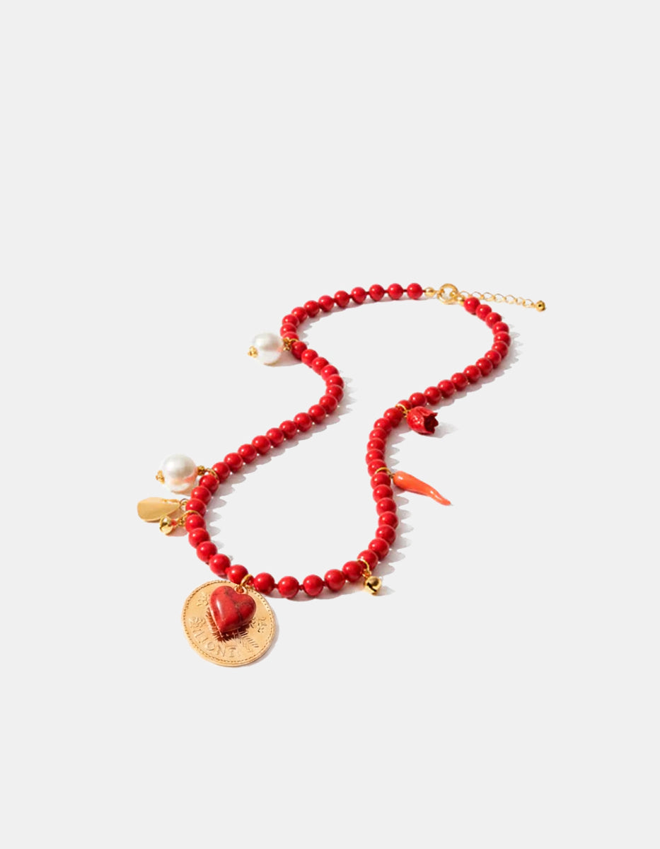 Collar rojo monedas auténticas Memorias