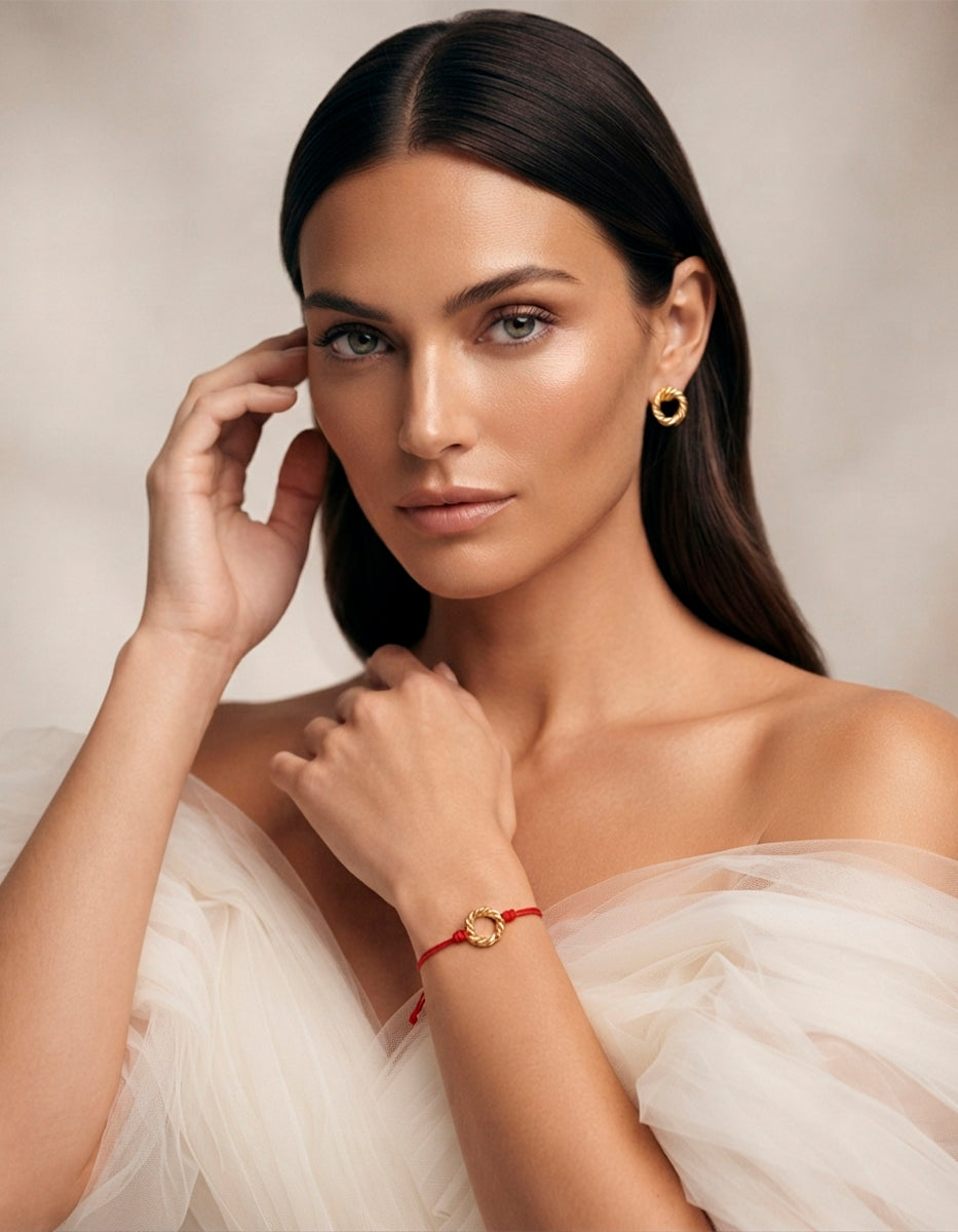 Aretes y pulsera aro torzal