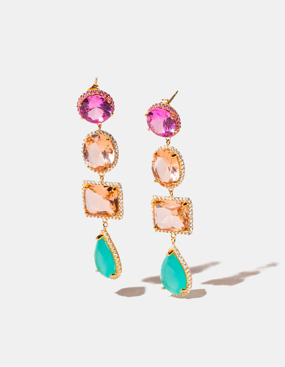 Pendientes rosa de francia, citrino Luxury Color