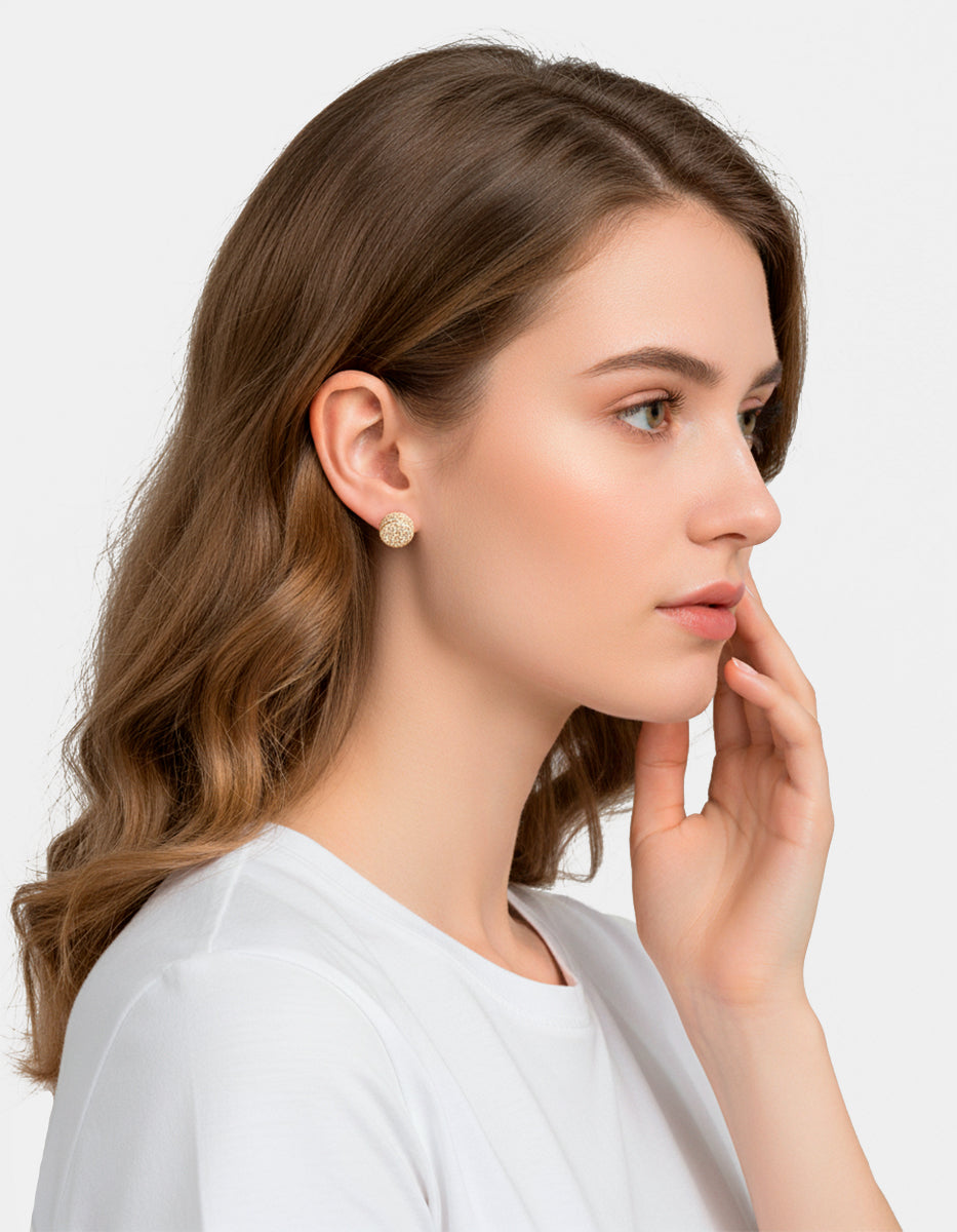 Pendientes en forma circular con topacios blancos Festive Style