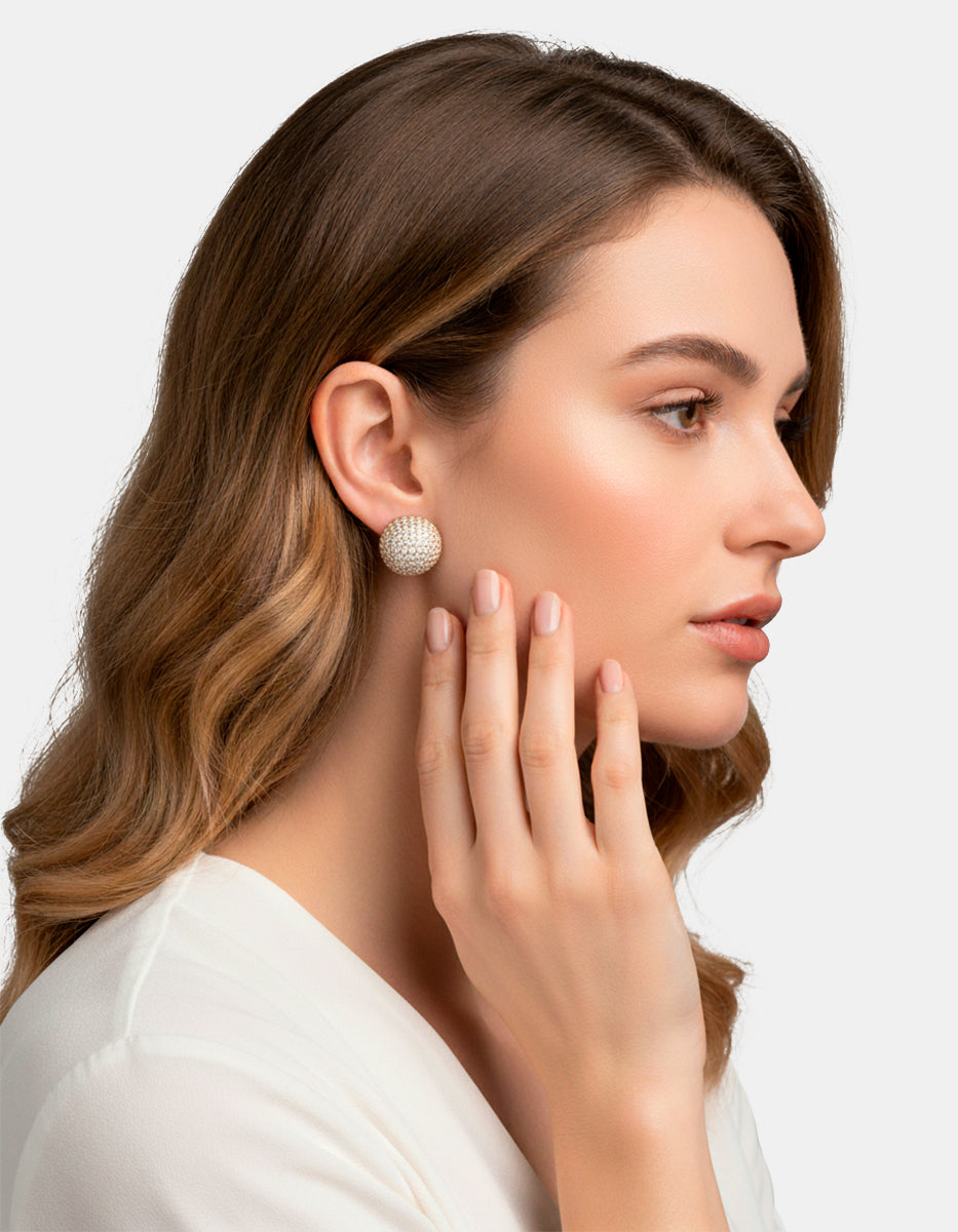 Pendientes clip en forma ovalada con topacios blancos Festive Style