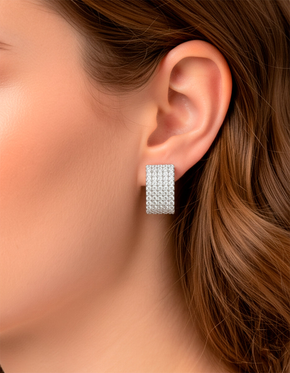 Pendientes en forma rectangular de cascada y topacios blancos Festive Style