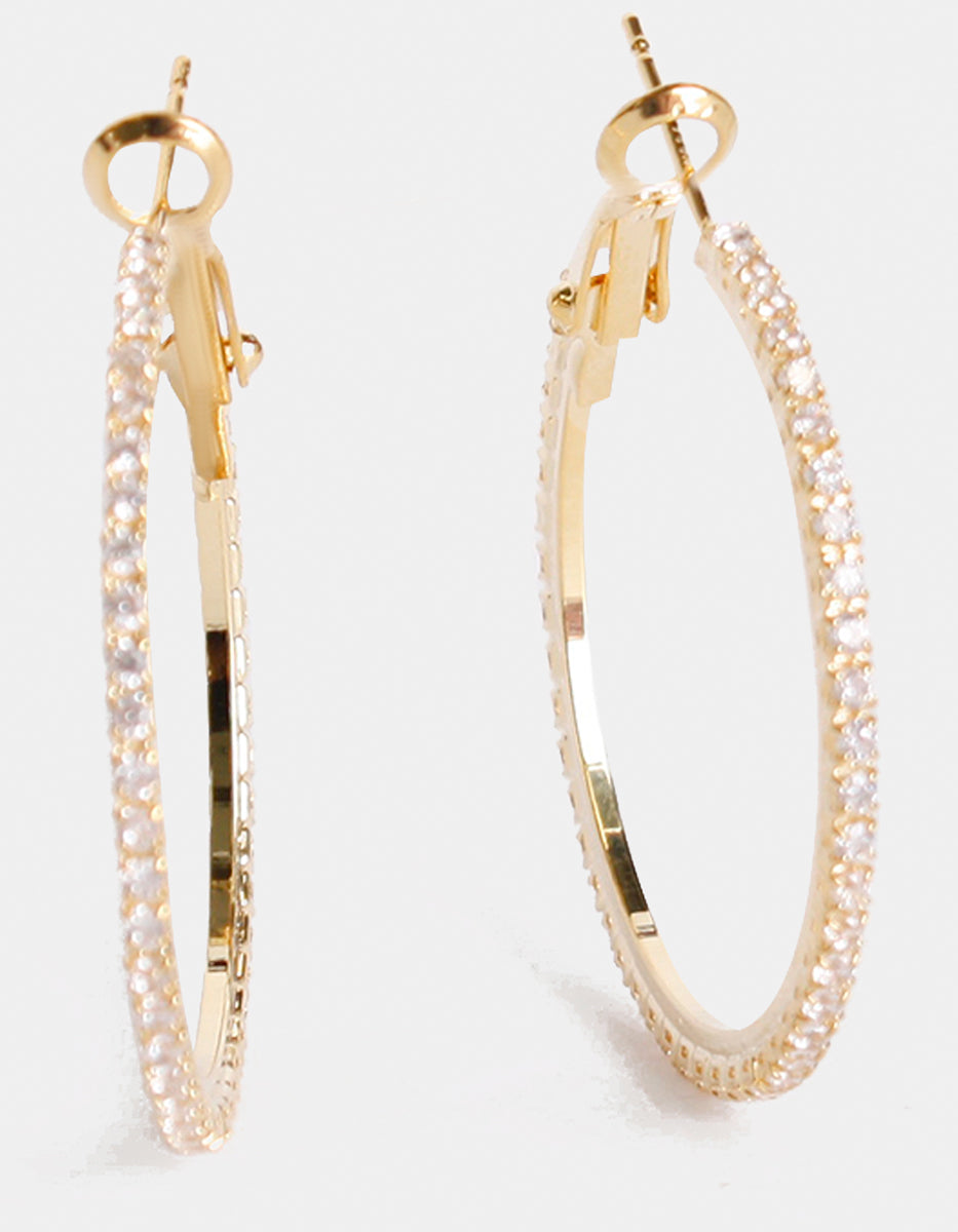 Aros con topacios blancos redondos grandes Festive Style