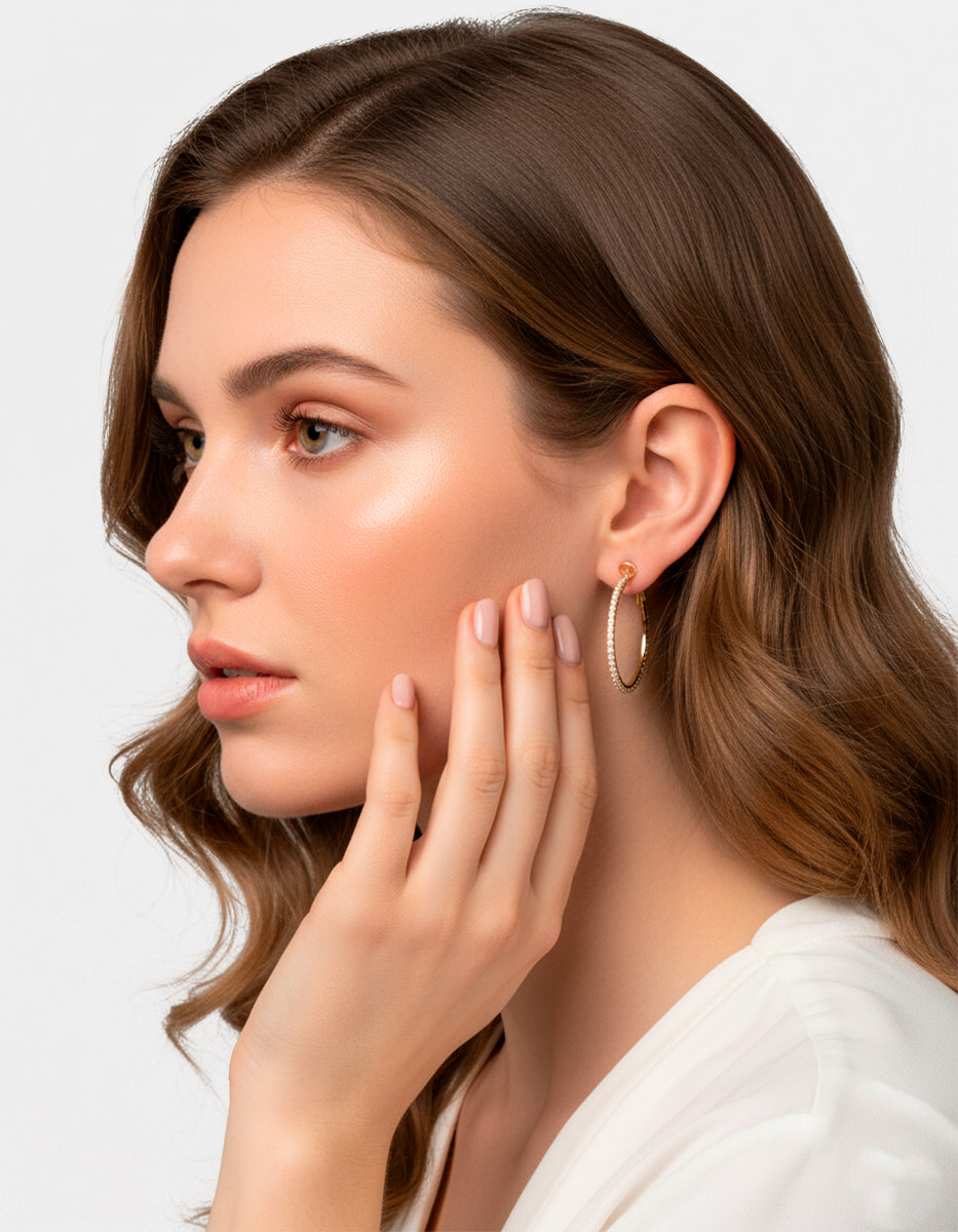 Aros con topacios blancos redondos grandes Festive Style