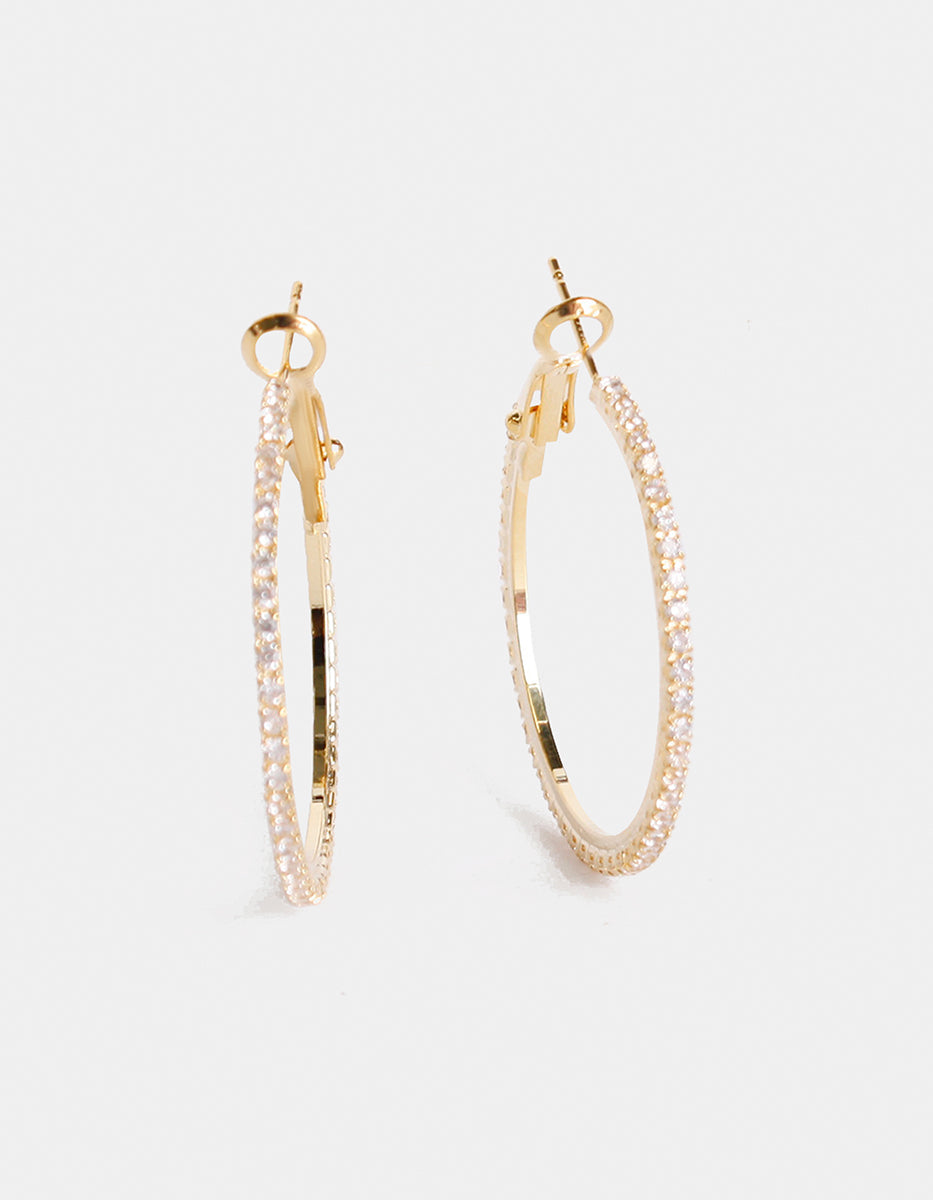 Aros con topacios blancos redondos grandes Festive Style