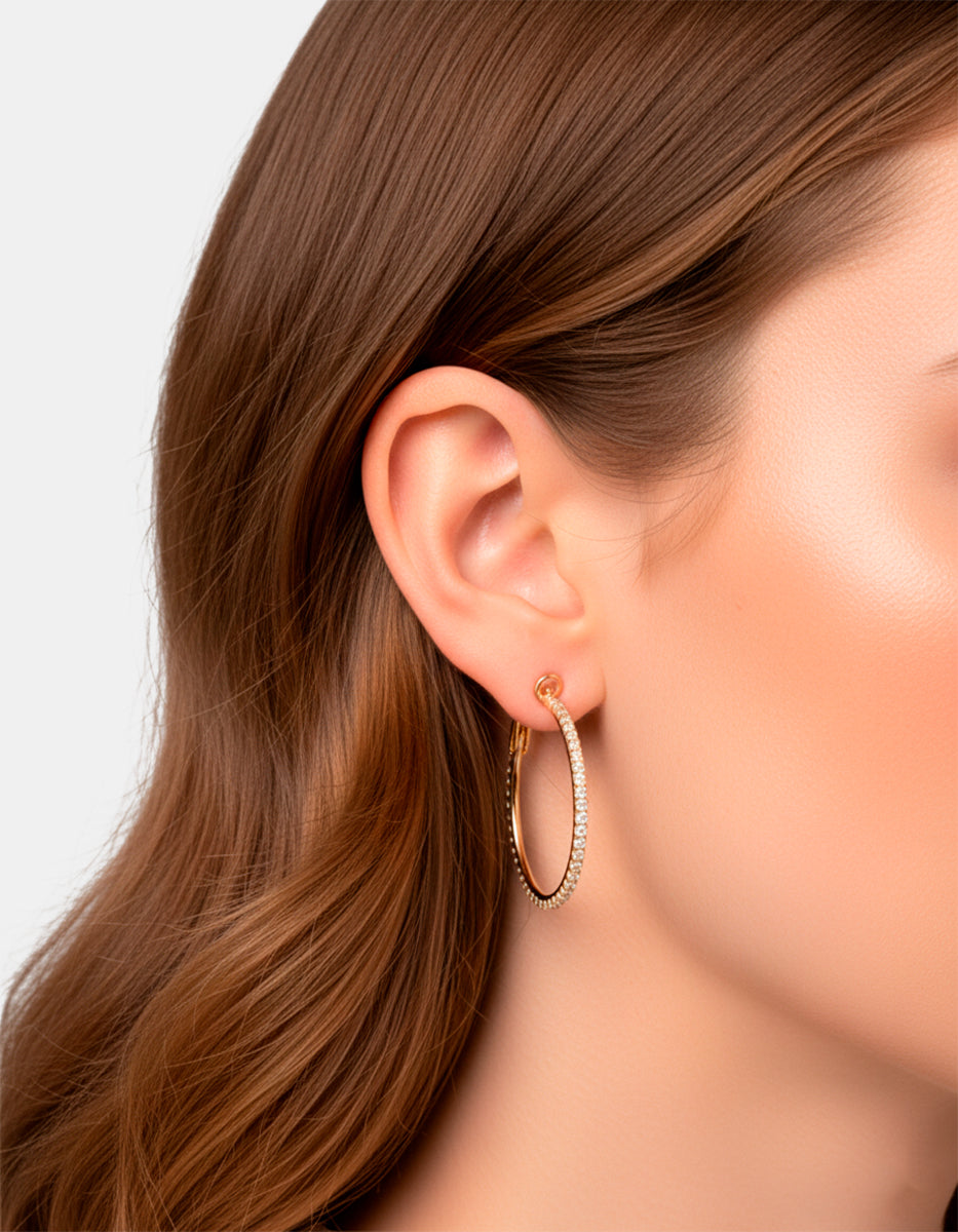 Aros con topacios blancos redondos grandes Festive Style