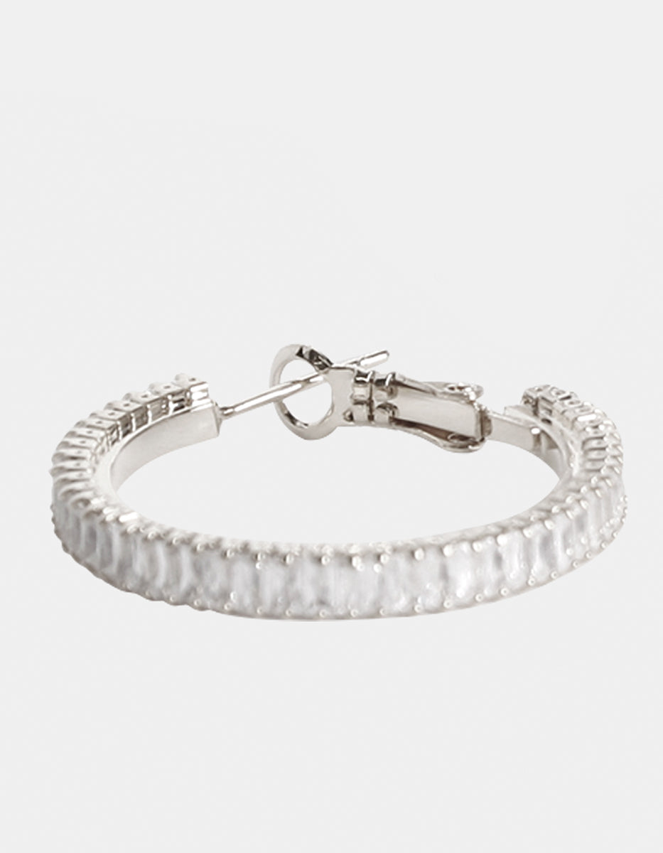 Aros mini con topacios blancos rectangulares Festive Style