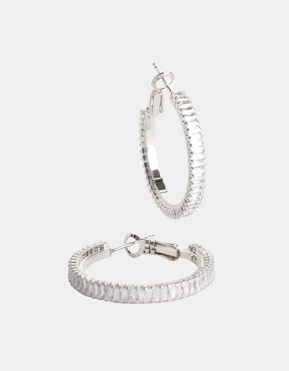 Aros mini con topacios blancos rectangulares Festive Style